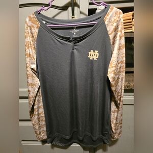 Notre Dame Colosseum Gray and Tan Raglan Shirt